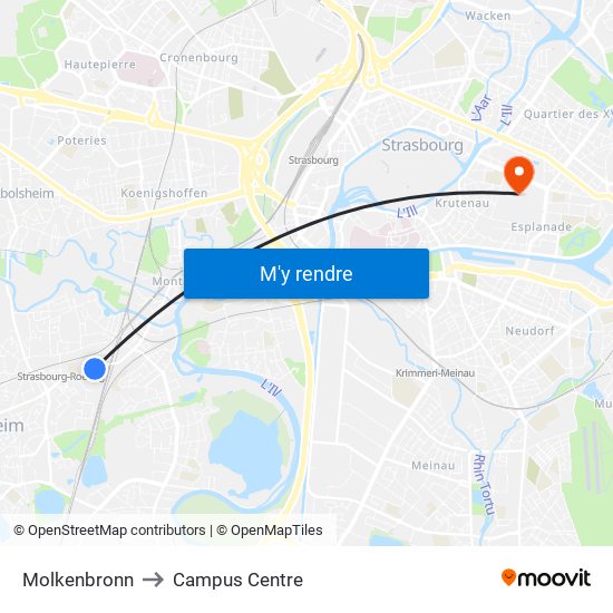 Molkenbronn to Campus Centre map