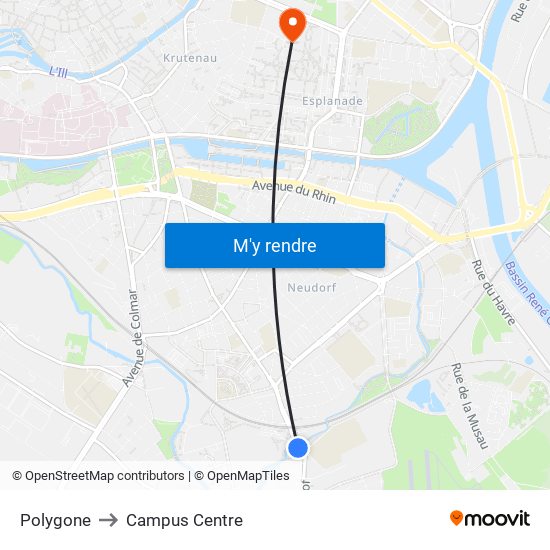 Polygone to Campus Centre map