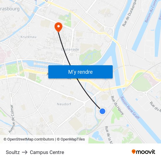 Soultz to Campus Centre map