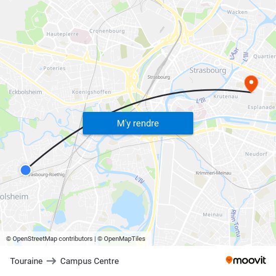 Touraine to Campus Centre map