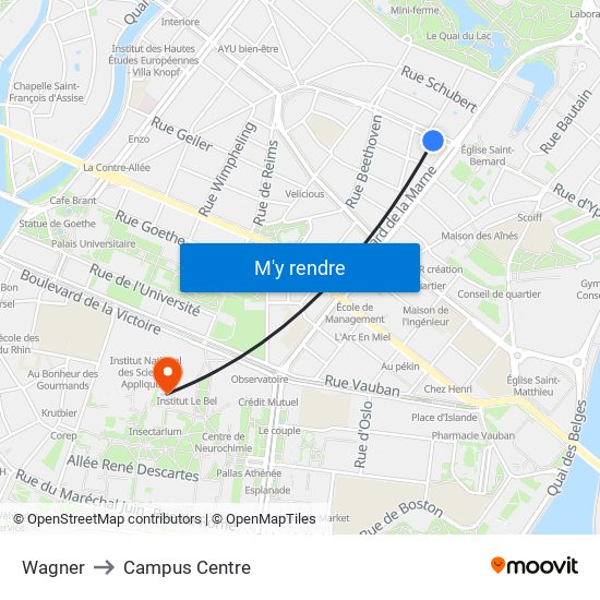 Wagner to Campus Centre map