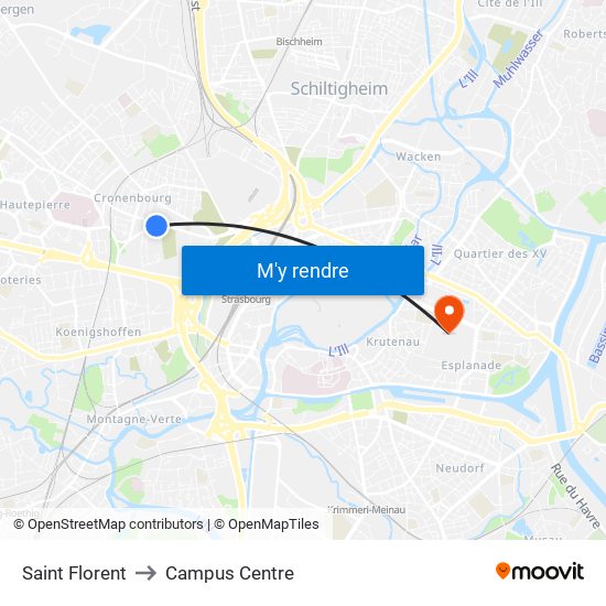 Saint Florent to Campus Centre map