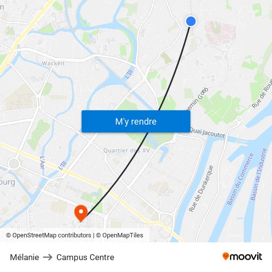 Mélanie to Campus Centre map