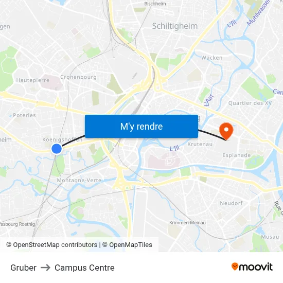 Gruber to Campus Centre map