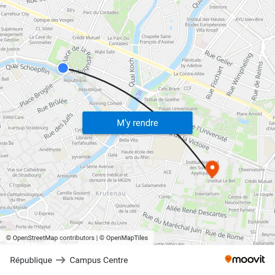 République to Campus Centre map