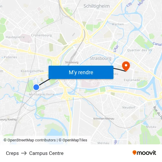 Creps to Campus Centre map