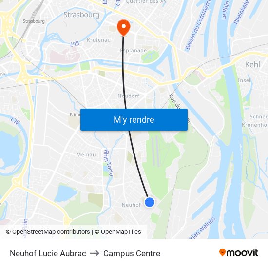Neuhof Lucie Aubrac to Campus Centre map