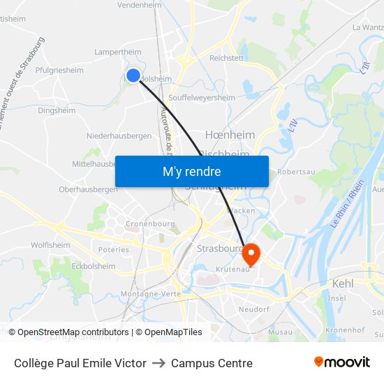 Collège Paul Emile Victor to Campus Centre map