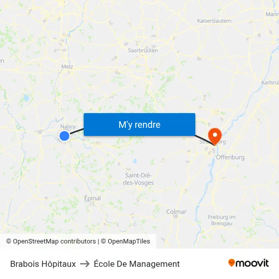 Brabois Hôpitaux to École De Management map