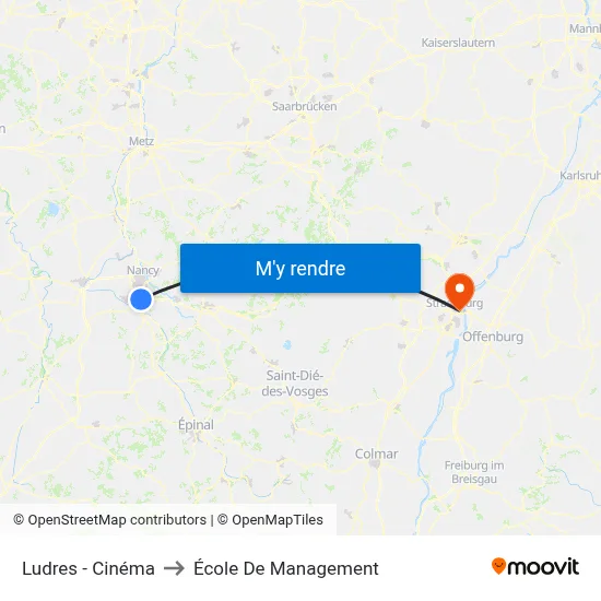 Ludres - Cinéma to École De Management map