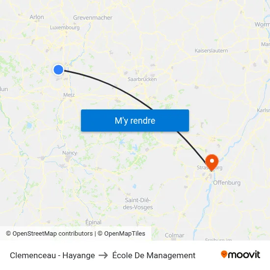 Clemenceau - Hayange to École De Management map