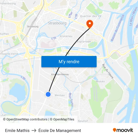 Emile Mathis to École De Management map
