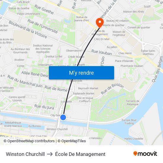 Winston Churchill to École De Management map