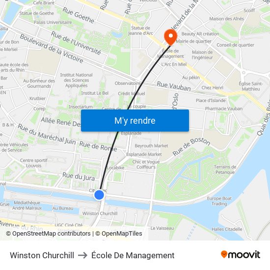 Winston Churchill to École De Management map