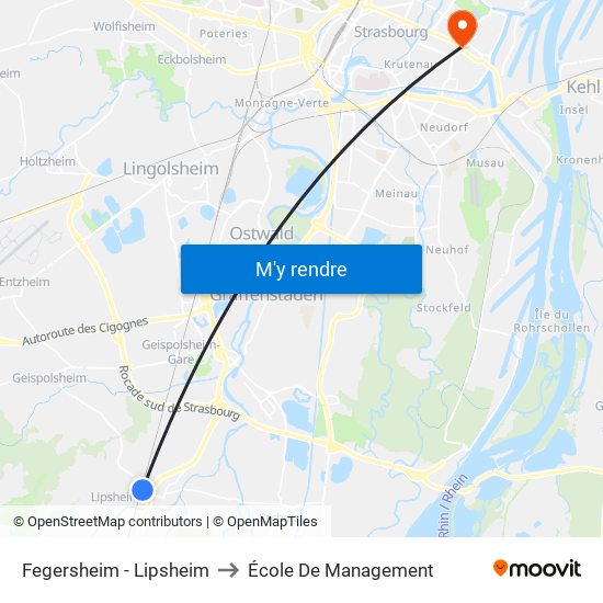 Fegersheim - Lipsheim to École De Management map