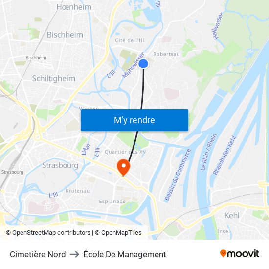 Cimetière Nord to École De Management map