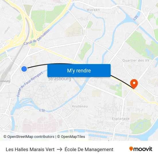 Les Halles Marais Vert to École De Management map