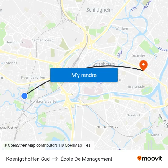 Koenigshoffen Sud to École De Management map