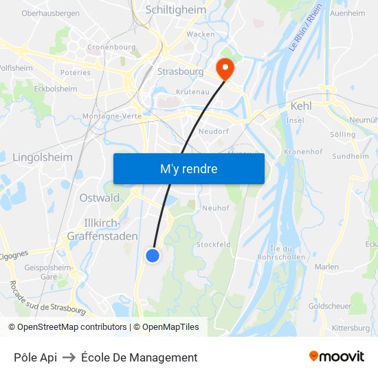 Pôle Api to École De Management map