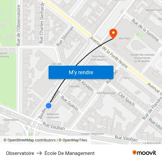 Observatoire to École De Management map