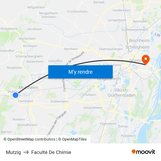 Mutzig to Faculté De Chimie map