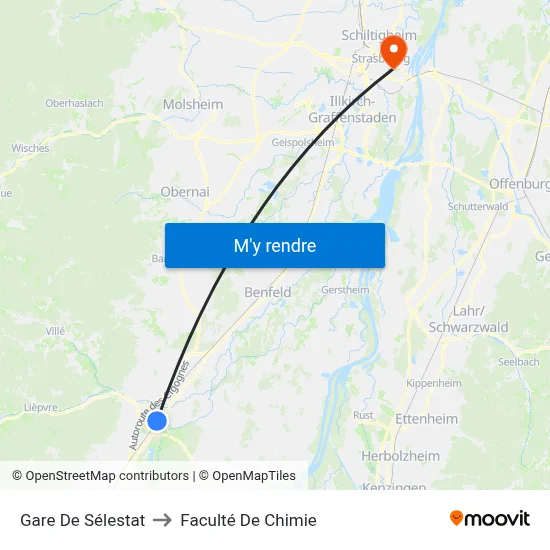 Gare De Sélestat to Faculté De Chimie map