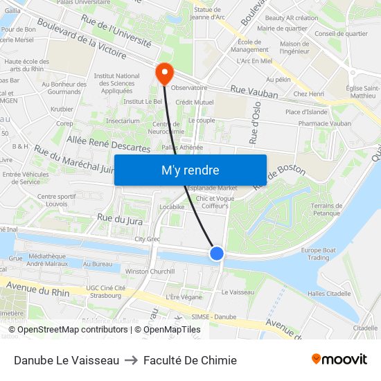 Danube Le Vaisseau to Faculté De Chimie map