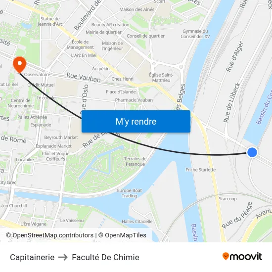 Capitainerie to Faculté De Chimie map