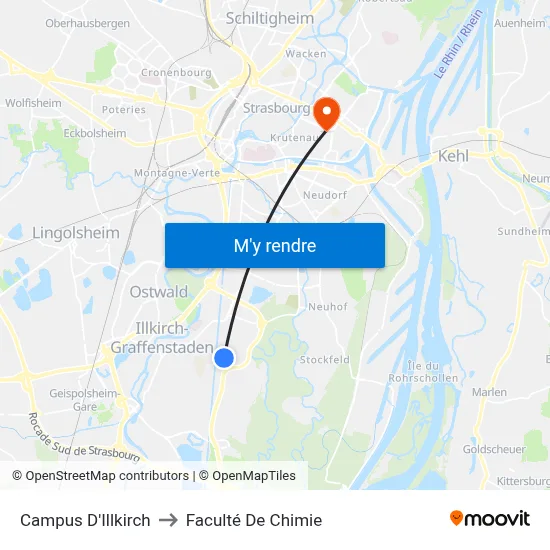 Campus D'Illkirch to Faculté De Chimie map
