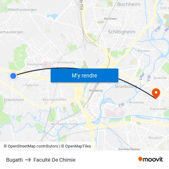 Bugatti to Faculté De Chimie map