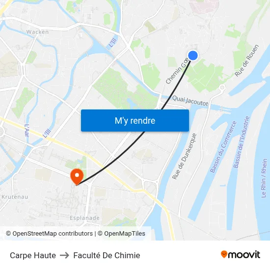 Carpe Haute to Faculté De Chimie map