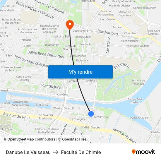 Danube Le Vaisseau to Faculté De Chimie map