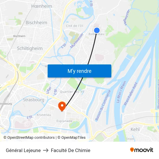 Général Lejeune to Faculté De Chimie map