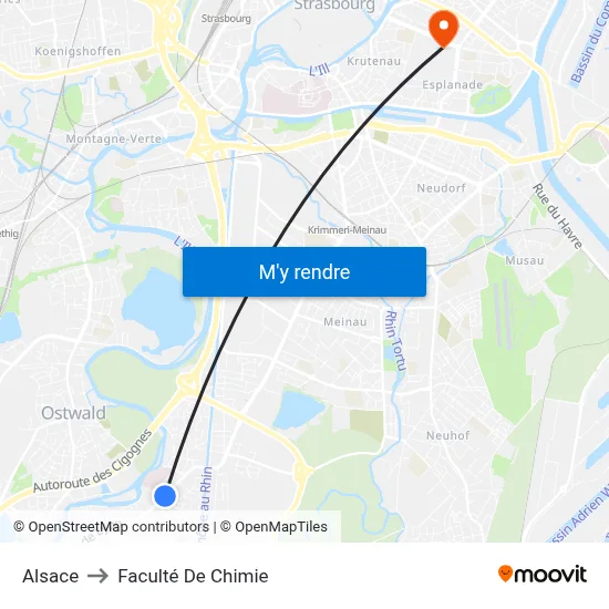 Alsace to Faculté De Chimie map