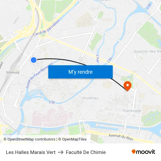 Les Halles Marais Vert to Faculté De Chimie map