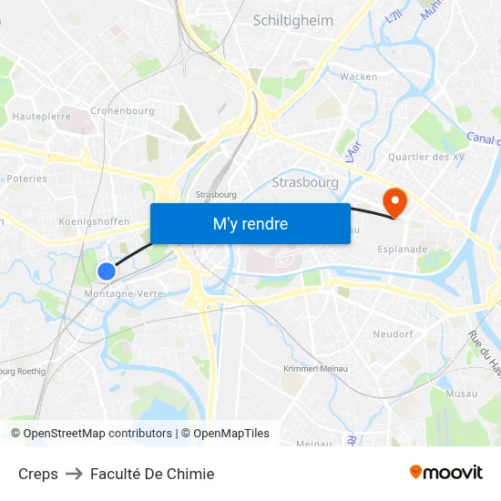 Creps to Faculté De Chimie map