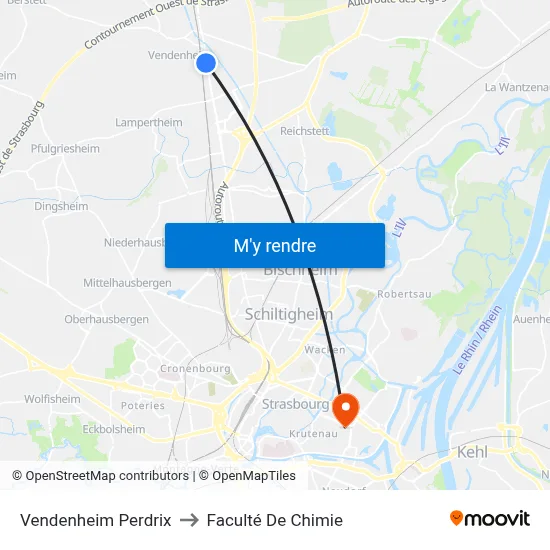 Vendenheim Perdrix to Faculté De Chimie map