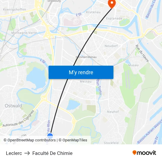 Leclerc to Faculté De Chimie map