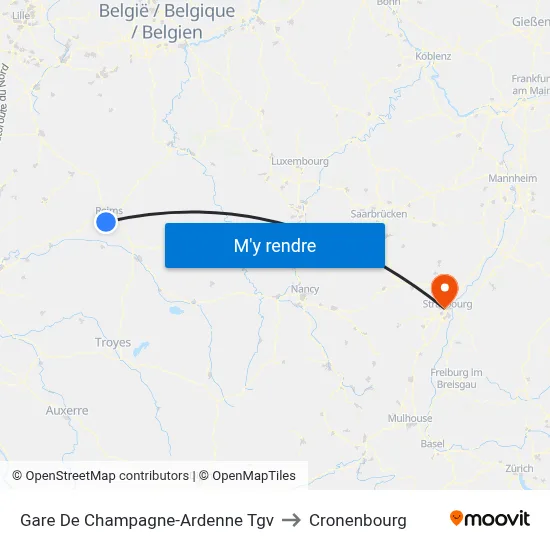 Gare De Champagne-Ardenne Tgv to Cronenbourg map