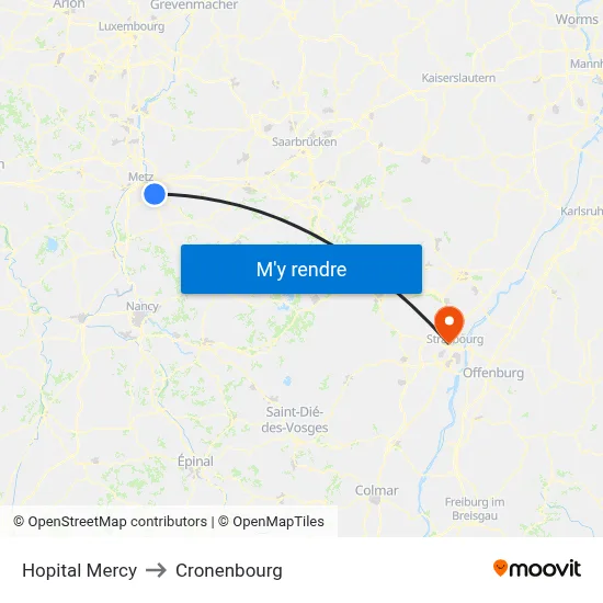 Hopital Mercy to Cronenbourg map