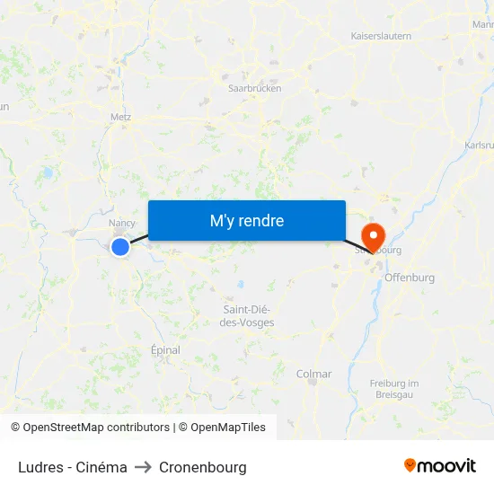 Ludres - Cinéma to Cronenbourg map