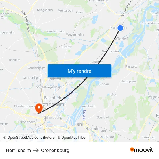 Herrlisheim to Cronenbourg map
