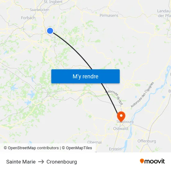 Sainte Marie to Cronenbourg map