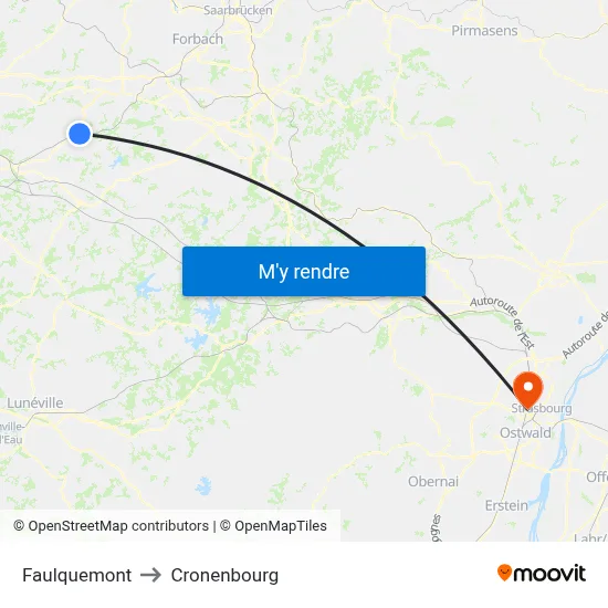 Faulquemont to Cronenbourg map