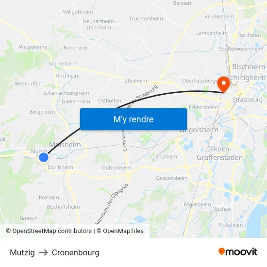 Mutzig to Cronenbourg map
