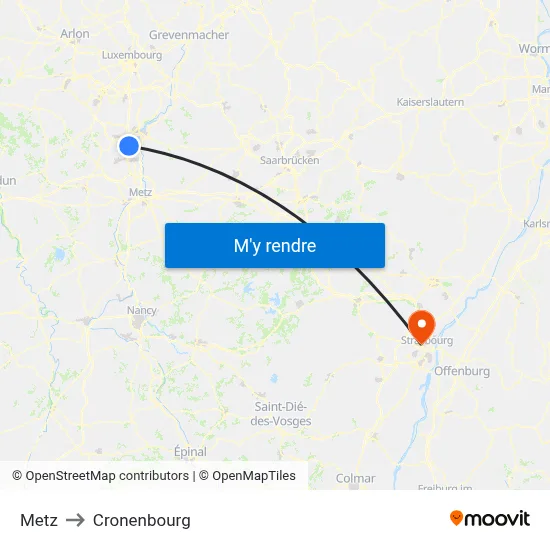 Metz to Cronenbourg map