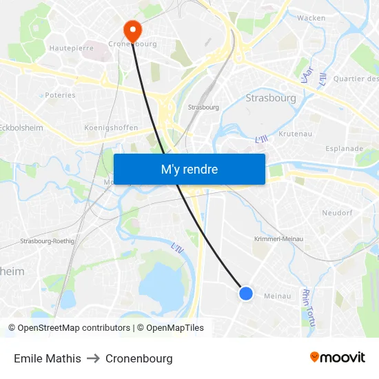 Emile Mathis to Cronenbourg map