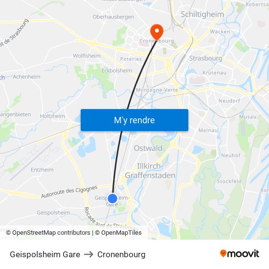 Geispolsheim Gare to Cronenbourg map