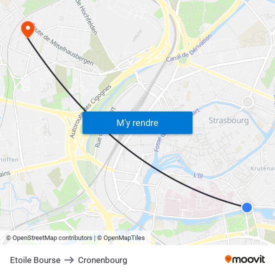 Etoile Bourse to Cronenbourg map