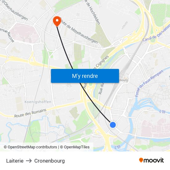 Laiterie to Cronenbourg map